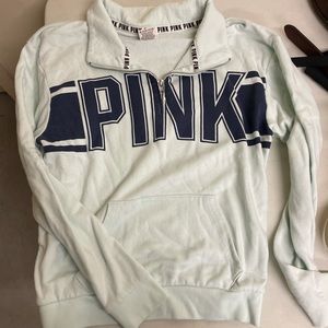 PINK Victoria Secret mint and navy sweatshirt